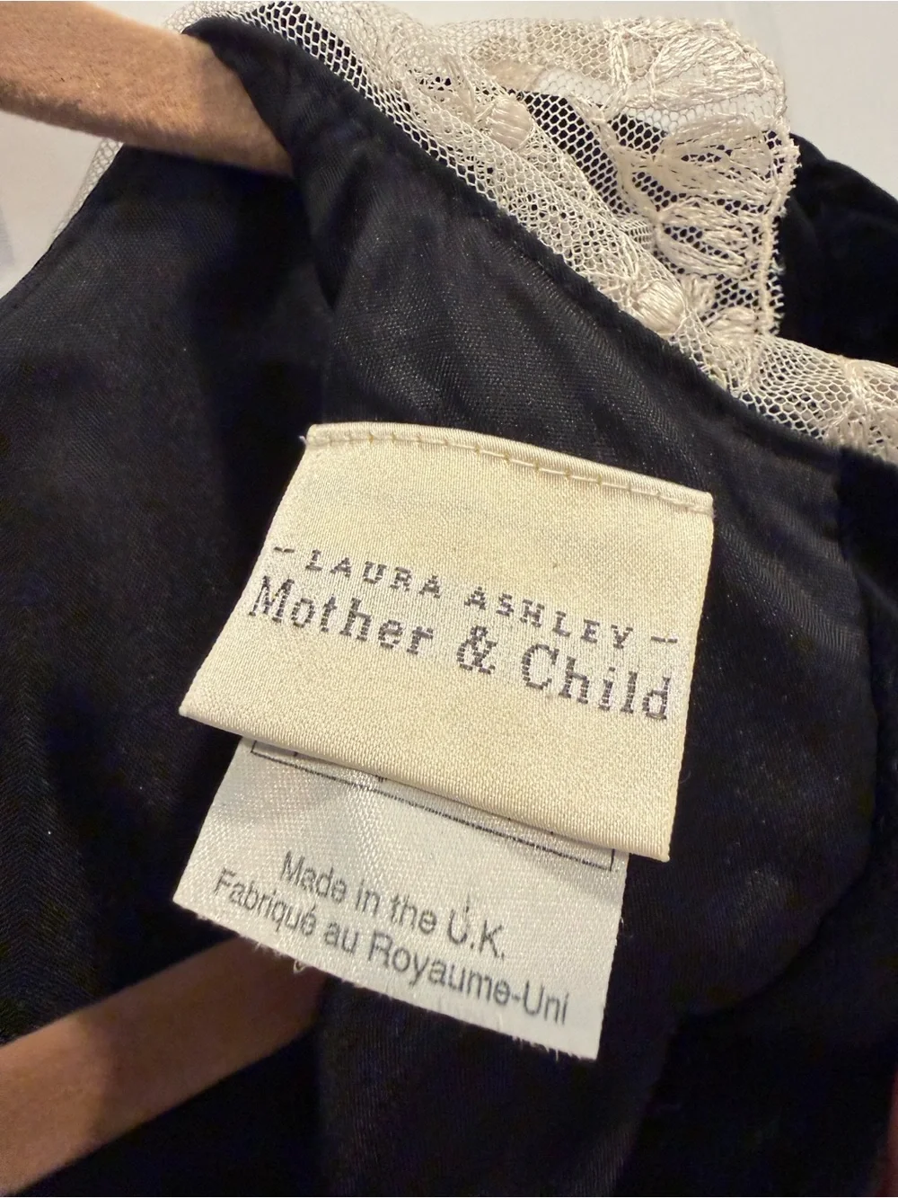 Laura Ashley Black Velvet Dress with Cream Lace Collar
